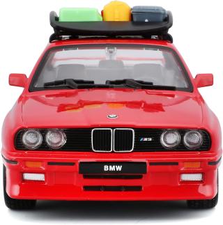 BMW M3 E30 1988 rot mit Dachgepäckkorb Burago 1:24